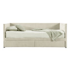 Pink / Blue / Gray / Beige Corduroy Upholstered Twin Daybed with 2 Storage Drawers – Modern Style, Seats / Sleeps 1