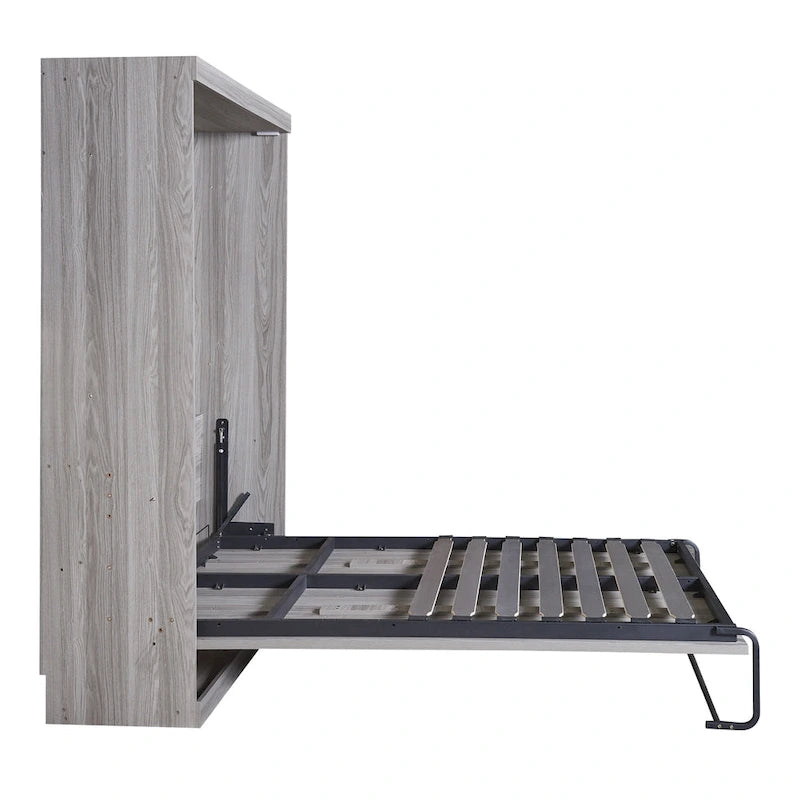 Gray Fold-Down Murphy Bed with Integrated Cabinet – Modern Style, Twin / Full, Sleeps 1