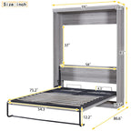 Gray Fold-Down Murphy Bed with Integrated Cabinet – Modern Style, Twin / Full, Sleeps 1