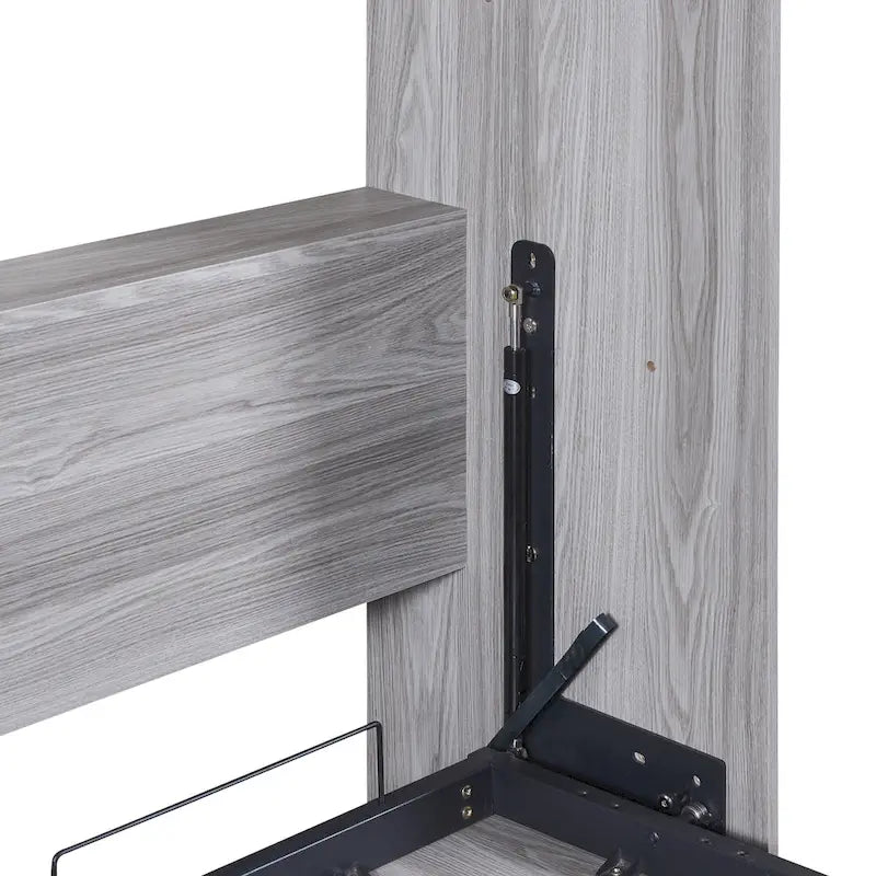 Gray Fold-Down Murphy Bed with Integrated Cabinet – Modern Style, Twin / Full, Sleeps 1