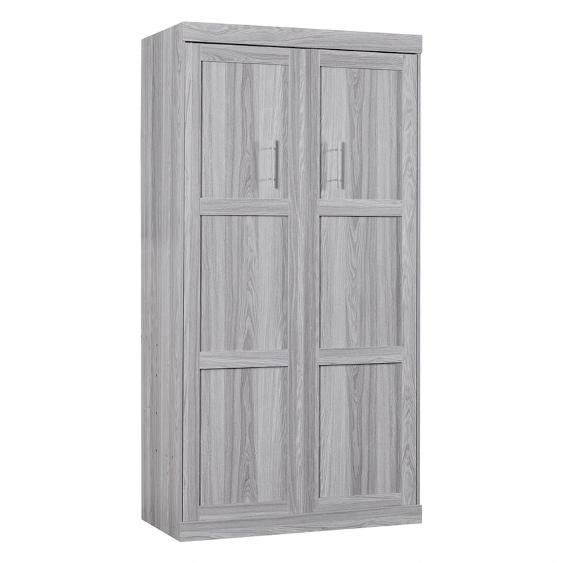Gray Fold-Down Murphy Bed with Integrated Cabinet – Modern Style, Twin / Full, Sleeps 1