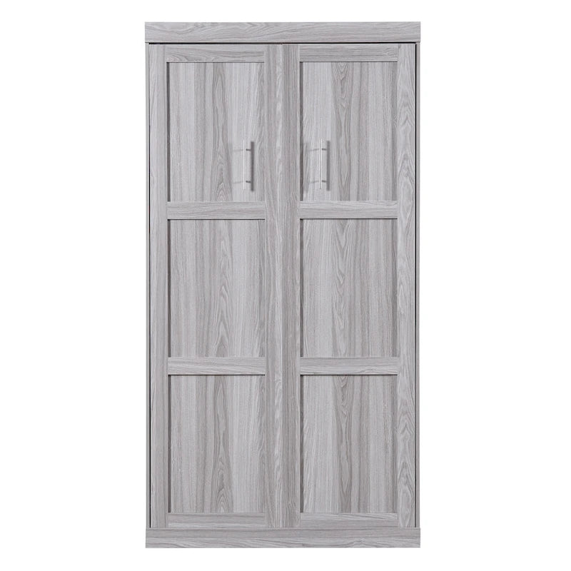 Gray Fold-Down Murphy Bed with Integrated Cabinet – Modern Style, Twin / Full, Sleeps 1