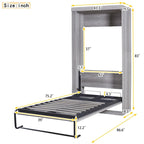 Gray Fold-Down Murphy Bed with Integrated Cabinet – Modern Style, Twin / Full, Sleeps 1
