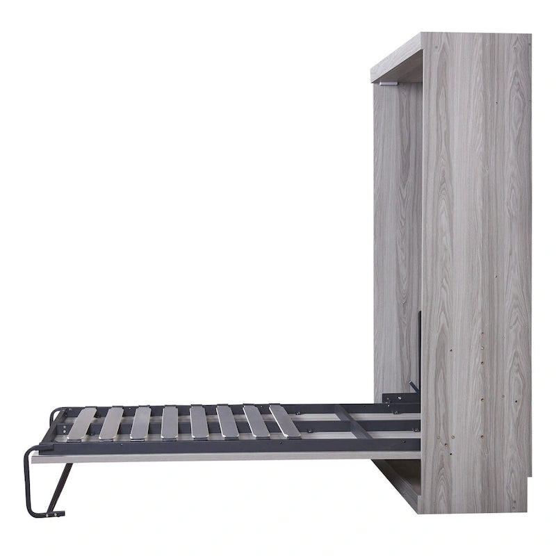 Gray Fold-Down Murphy Bed with Integrated Cabinet – Modern Style, Twin / Full, Sleeps 1