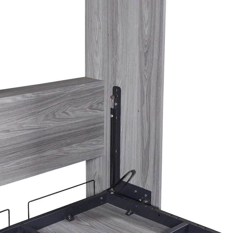 Gray Fold-Down Murphy Bed with Integrated Cabinet – Modern Style, Twin / Full, Sleeps 1