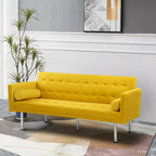 Grey / Yellow / Green / Blue / Black / Brown / Beige Convertible Futon Sofa Bed – Mid-Century Style, Seats 2