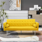 Grey / Yellow / Green / Blue / Black / Brown / Beige Convertible Futon Sofa Bed – Mid-Century Style, Seats 2