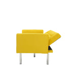 Grey / Yellow / Green / Blue / Black / Brown / Beige Convertible Futon Sofa Bed – Mid-Century Style, Seats 2