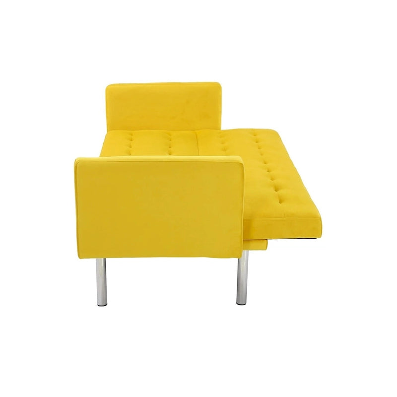 Grey / Yellow / Green / Blue / Black / Brown / Beige Convertible Futon Sofa Bed – Mid-Century Style, Seats 2
