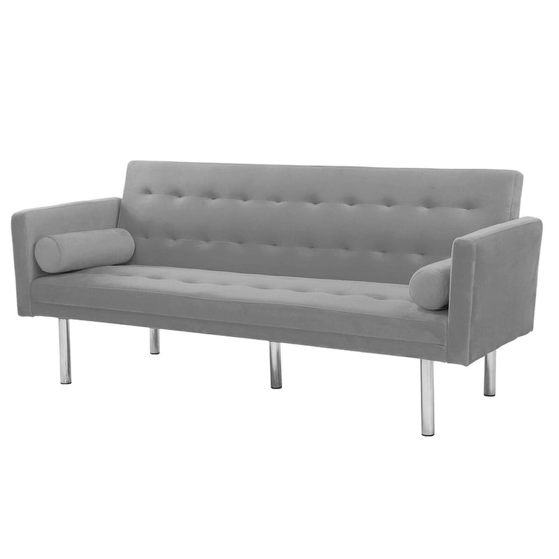 Grey / Yellow / Green / Blue / Black / Brown / Beige Convertible Futon Sofa Bed – Mid-Century Style, Seats 2
