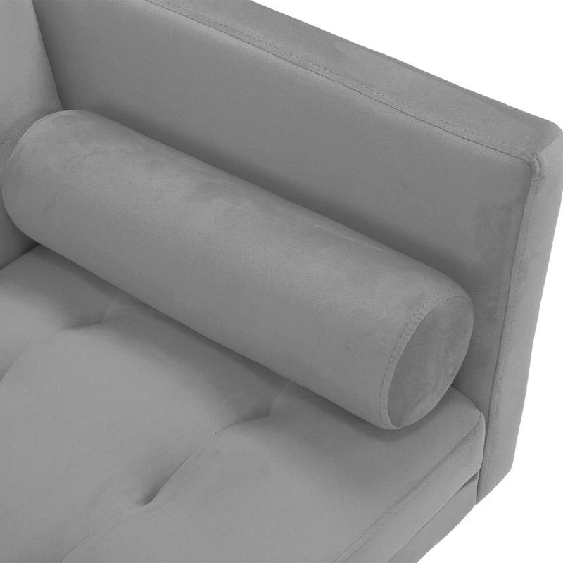 Grey / Yellow / Green / Blue / Black / Brown / Beige Convertible Futon Sofa Bed – Mid-Century Style, Seats 2