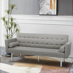 Grey / Yellow / Green / Blue / Black / Brown / Beige Convertible Futon Sofa Bed – Mid-Century Style, Seats 2