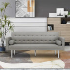 Grey / Yellow / Green / Blue / Black / Brown / Beige Convertible Futon Sofa Bed – Mid-Century Style, Seats 2