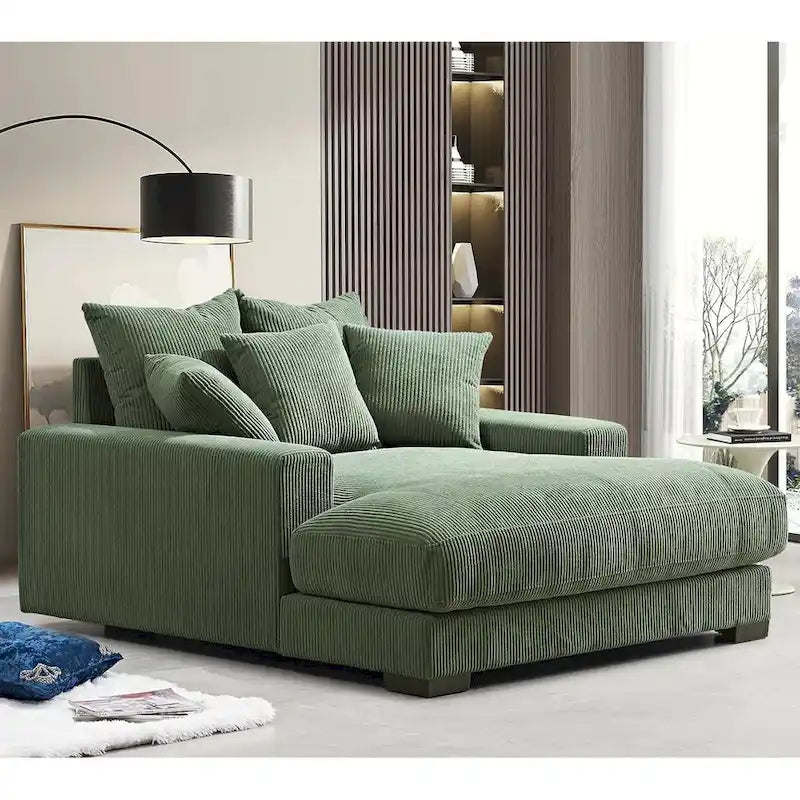 US Pride Furniture Luxe Oversized Soft Corduroy Fabric Chaise Sofa for Living Room and Bedroom