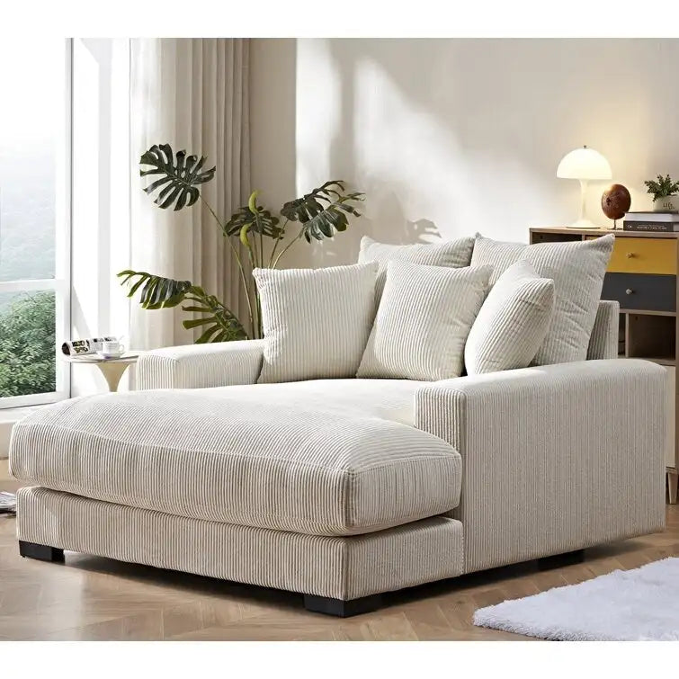 Green / Grey / Black / Beige Oversized Corduroy Chaise Lounge Sofa – Modern Style, Seats 1–2
