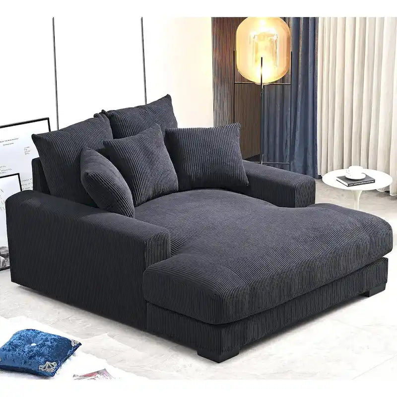 Green / Grey / Black / Beige Oversized Corduroy Chaise Lounge Sofa – Modern Style, Seats 1–2