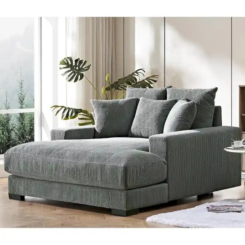 Green / Grey / Black / Beige Oversized Corduroy Chaise Lounge Sofa – Modern Style, Seats 1–2
