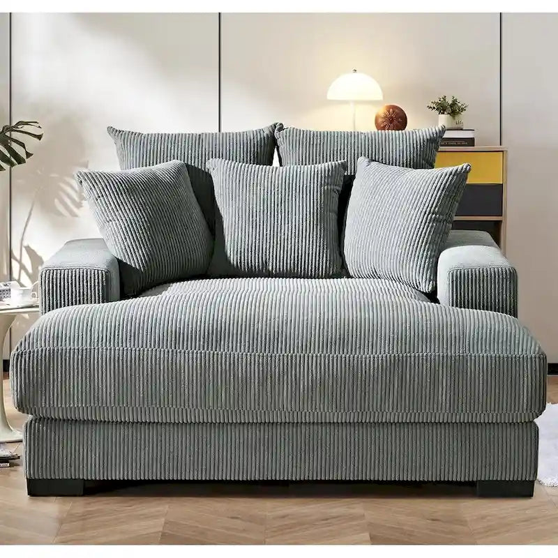 Green / Grey / Black / Beige Oversized Corduroy Chaise Lounge Sofa – Modern Style, Seats 1–2