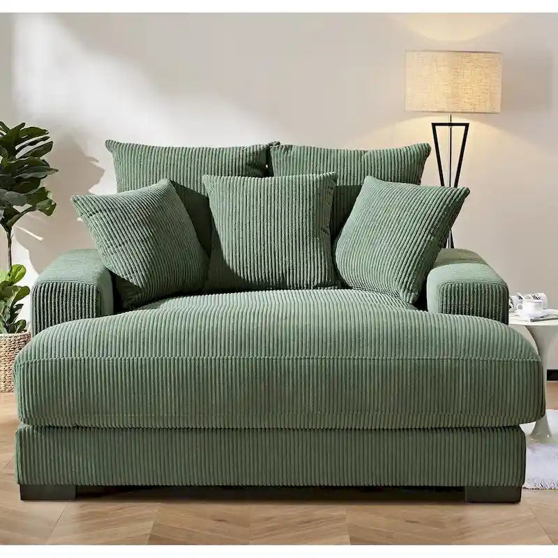 Green / Grey / Black / Beige Oversized Corduroy Chaise Lounge Sofa – Modern Style, Seats 1–2