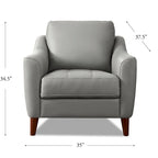 Silver Grey / Vanilla White / Spa Blue Top Grain Leather Accent Chair with Memory Foam – Transitional Style, Seats 1