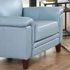 Silver Grey / Vanilla White / Spa Blue Top Grain Leather Accent Chair with Memory Foam – Transitional Style, Seats 1
