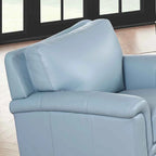Silver Grey / Vanilla White / Spa Blue Top Grain Leather Accent Chair with Memory Foam – Transitional Style, Seats 1