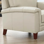 Silver Grey / Vanilla White / Spa Blue Top Grain Leather Accent Chair with Memory Foam – Transitional Style, Seats 1