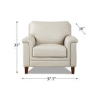 Silver Grey / Vanilla White / Spa Blue Top Grain Leather Accent Chair with Memory Foam – Transitional Style, Seats 1