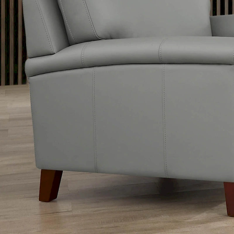 Silver Grey / Vanilla White / Spa Blue Top Grain Leather Accent Chair with Memory Foam – Transitional Style, Seats 1