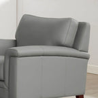Silver Grey / Vanilla White / Spa Blue Top Grain Leather Accent Chair with Memory Foam – Transitional Style, Seats 1