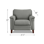 Silver Grey / Vanilla White / Spa Blue Top Grain Leather Accent Chair with Memory Foam – Transitional Style, Seats 1