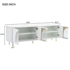 Black / White TV Stand with Arch Fluted Glass Doors & Gold Handles – Modern Boho Style, Fits TVs up to 78"