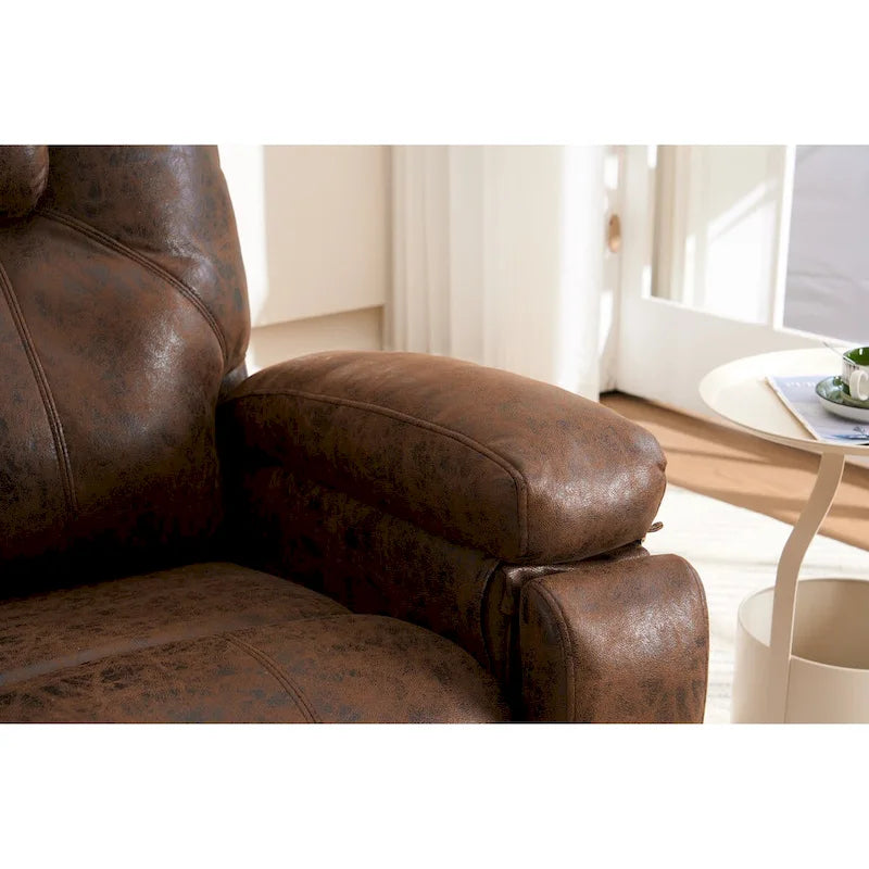Brown Oversized Swivel Accent Chair with Side Pockets – Casual Style, Seats 1