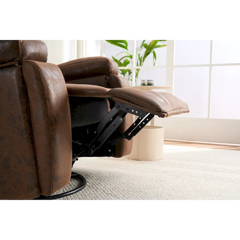 Brown Oversized Swivel Accent Chair with Side Pockets – Casual Style, Seats 1