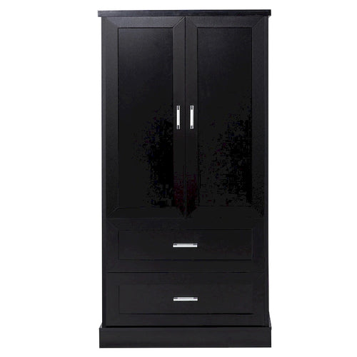 Black / White Tall Storage Cabinet with 2 Doors, 2 Drawers & Adjustable Shelf – Modern Style, Bathroom / Office Use